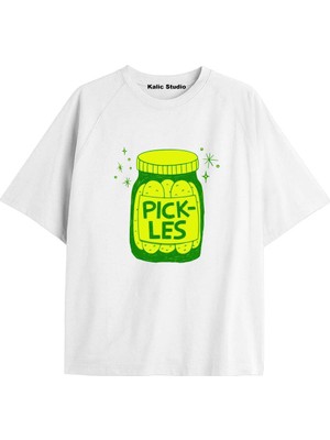  Y2K Vintage Pickles Baskılı Beyaz T-Shirt Kod 193