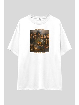  Legends Never Die Bol Kalıp T-Shirt | Unisex %100 Pamuk Rock Müzik Vintage Baskılı Özel Tasarım Tee