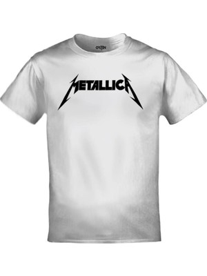  Unisex Beyaz Metallica Logo Baskılı