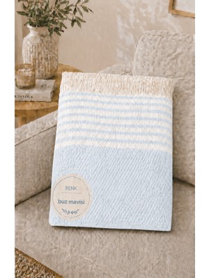 Vivesta Home 180X220 cm Pamuklu Hasır Desen Koltuk Örtüsü Çok Amaçlı Kanepe Örtüsü Çekyat Şalı Koltuk Koruyucu Yıkanabilir Ev Tekstili