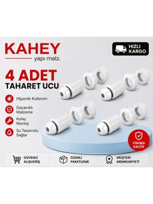 Kahey 4 Adet Plastik Beyaz Taharat Çubuğu Ucu Perletörü Aparatı 1.5 cm x 2.6 cm