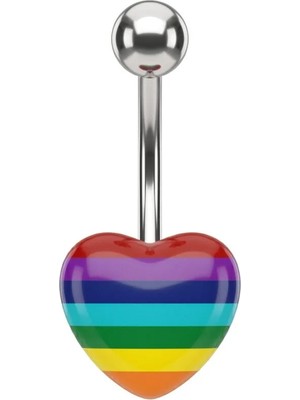 Kalp Gökkuşağı Çelik Göbek Piercing