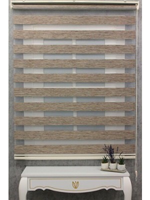 Empressco Ahşap Desenli Koyu Kahve Bambu Zebra Stor Perde