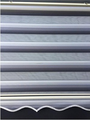 Empressco Gri Renk Geçişli Zebra Stor Perde Etek Dilimli Modern Tasarım