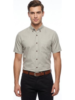 Kamer Erkek Klasik Tek Cepli %100 Cotton Kısa Kol Gömlek BGL-ST05624
