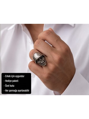 Herşey Nota Iron Reaper Skull Ring Demir Muhafız Kuru Kafa Erkek Yüzüğü