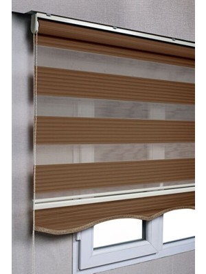 Empressco Şık Koyu Kahve Pileli Zebra Stor Güneşlik Perdeleri
