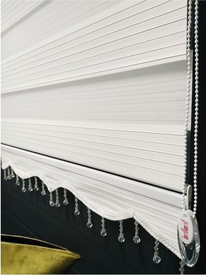 Empressco Geniş Pliseli Beyaz Stor Zebra Perde, Şeffaf ve En ve Boy Seçenekleri