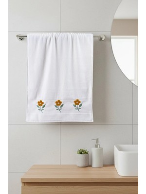 Borboleta Home Soft Spring Mustard Kadife Punch Nakışlı 50X90 El Havlusu