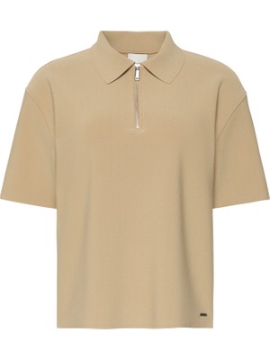 Calvin Klein Ss Taılored Knıt Collar Zıp Top
