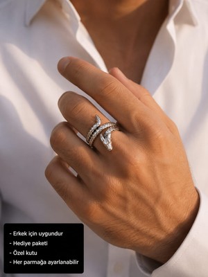 Herşey Nota Serpent Ring Ejderha Yılan Erkek Yüzüğü
