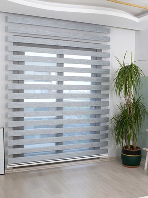 Empressco Şık Gri Bambu Zebra Stor Güneşlik Perde, Modern ve Işlevsel Tasarım