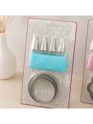Akıllı Bayi Pasta Süsleme Seti 8 Parça (Krema Torbası, Metal Uçlar, Kurabiye Kalıpları) Aby