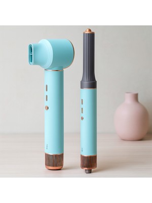 Akıllı Bayi Air Brush 5-In-1 Saç Kurutma ve Şekillendirme Makinesi 1300W (Mavi) Aby