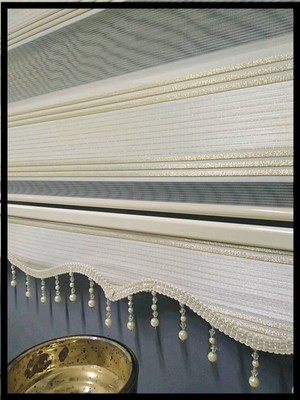 Empressco Şık Zebra Perde, Gold Simli Jakarlı ve Boncuk Detaylı, Yeni Sezon Tasarım