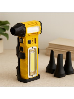 Akıllı Bayi Şarjlı Araç Süpürge Fenerli Mini Turbo Fan (3 Uç, Kademeli Hız, Manyetik Stand) Aby
