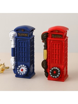 TKÇ Telefon Kulübesi Dekoratif Reçine Kumbara - Vintage 20X6X6 cm