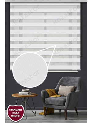 Empressco Beyaz Bambu Zebra Stor Güneşlik Perde, Şık ve Şeffaf Tasarım