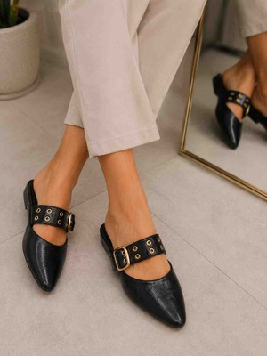 Sy Butik Ürün Adıkadın Taş Detaylı Slingback Terlik– Sivri Burun