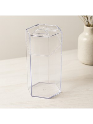 Kapaklı Makyaj Fırça Organizeri (6 Bölmeli) Mika Kristal Plastik 10X8.9X20 cm
