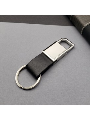 Uravas Store Deri Siyah Gümüş Metal Anahtarlık