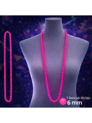 Aydogan's Ayd Neon Pembe Boncuk Kolye 80 cm – Retro 80’ler 90’lar Parti Aksesuarı