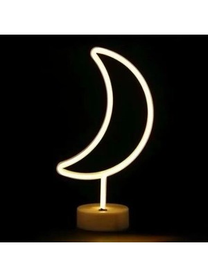 Aydogan's Ayd Neon Işıklı Ay Masa Gece Lambası Pil+Usb