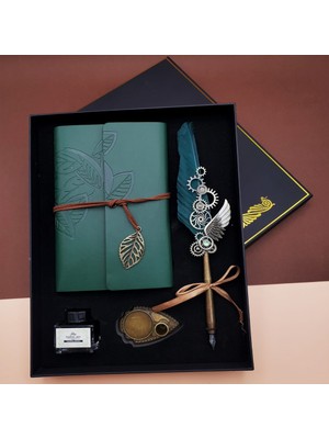 Uravas Store Mürekkepli Divit Kalem ve Defter Set Yeşil