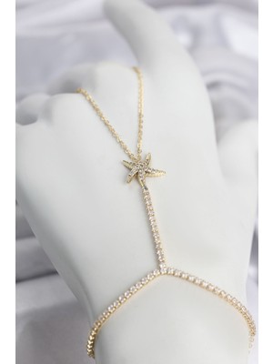 Uravas Store Gold Renk Pirinç Zirkon Taşlı Deniz Yıldızı Model Şahmeran TJ-SN791