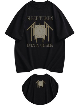 Fuddy Moda Unisex Oversize Rock Band Sleep Ense Baskılı Bisiklet Yaka Tişört