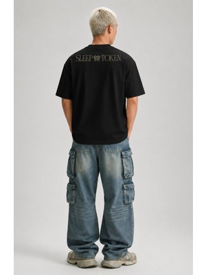 Fuddy Moda Unisex Oversize Rock Band Sleep Ense Yazılı Tişört