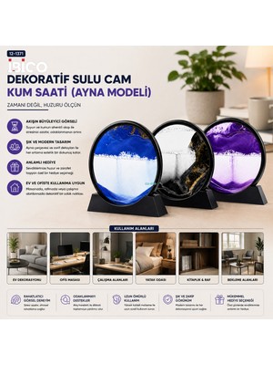 Renas Store 10 Inc - 25CM Renkli Sulu Cam Kum Saati Hareketli Ayna Modeli (5528)