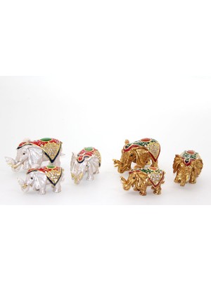 Renas Store Swarovski Taşlı 3'lü Fil Figürü Model 4