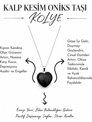 Morlisse Oniks Kalp Kesim Doğal Taş Kolye