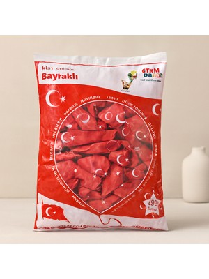 Motto Ticaret 12 Inç Bayraklı Lateks Balon - 100'LÜ Paket