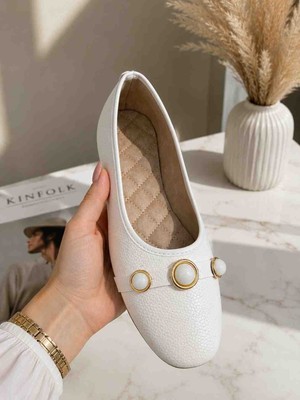 Sy Butik Kadın  Taş Detaylı Babet Günlük Rahat Casual