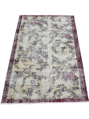Kilim Antik El Dokuma Serpme Çiçekli Eskitme Yün Salon Halısı 1604 - Vintage - Çok Renkli