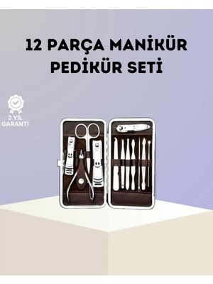 Epilons Paslanmaz Çelik Çok Fonksiyonlu 12 Manikür Seti