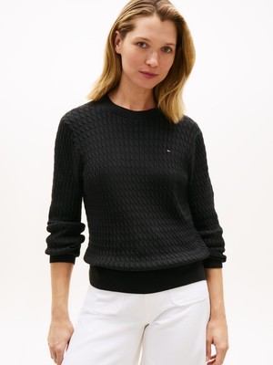 Tommy Hilfiger Co Cable Fıne Gg C-Nk Ls Sweater