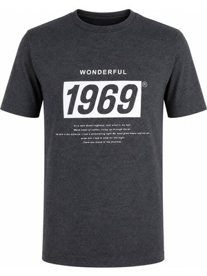 Trender Baskı Süpreme Antrasit Erkek T-Shirt 226-22 1969