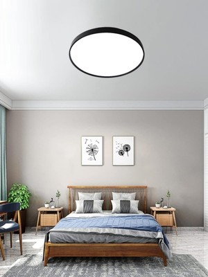 Empressco Yuvarlak Siyah LED Panel 50CM 45W Beyaz Işık Ledli Armatür