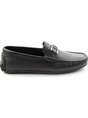 Bambi Siyah Hakiki Deri Erkek Loafer Ayakkabı E01648599440