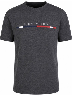Trender New York Baskı Süpreme Antrasit Erkek T-Shirt 226-17