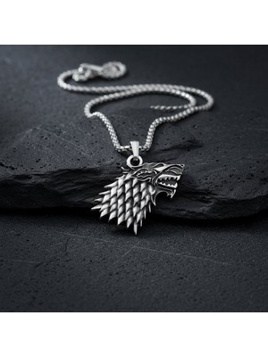 Alooya Game Of Thrones Kurt Gümüş Kaplama Örme Zincir Kolye