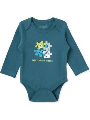 Hellobaby Erkek Bebek Body Yazı Baskılı Çıtçıtlı Çıtçıtlı Yaka Long Sleeve