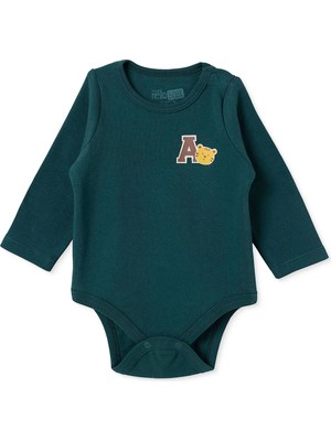 Hellobaby Erkek Bebek Body Ayı Baskılı Çıtçıtlı Çıtçıtlı Yaka Long Sleeve