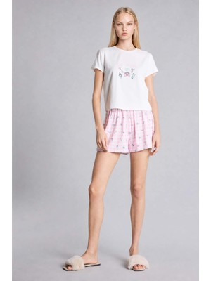 DeFacto Ultra Yumuşak Regular Fit Kısa Kollu 2'li Açık Pembe Şortlu Pijama Takımı H6954AX26SM