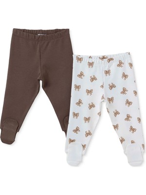 Hellobaby Kız Bebek 2li Pantolon Fiyonk Baskılı Çoraplı