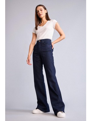 DeFacto Flare Fit Yüksek Bel Mavi Siyah Pantolon H8409AX26HS