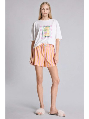 DeFacto Oversıze Kısa Kollu 2li Pembe Şortlu Pijama TAKIMI I0437AX26HS